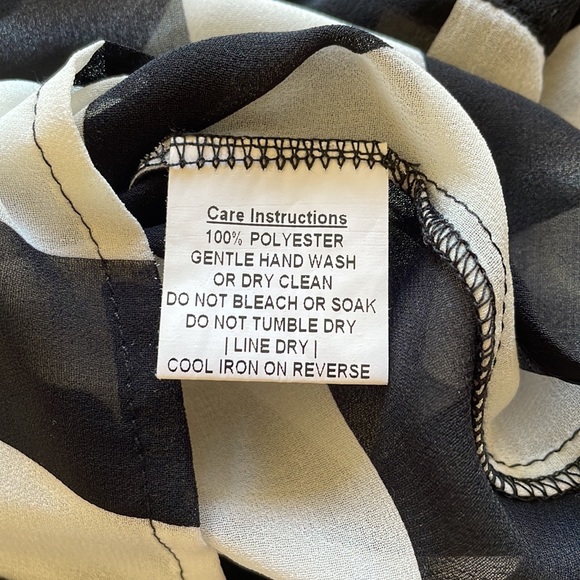 BLACK FRIDAY black + white striped sheer top +collar stud detailing - Picture 9 of 12